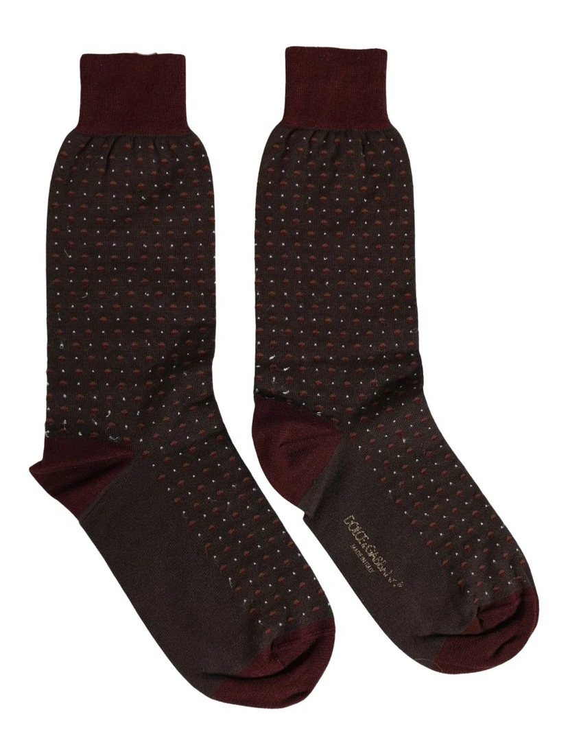 Maroon Dotted Wool Over The Calf Accessory Socks