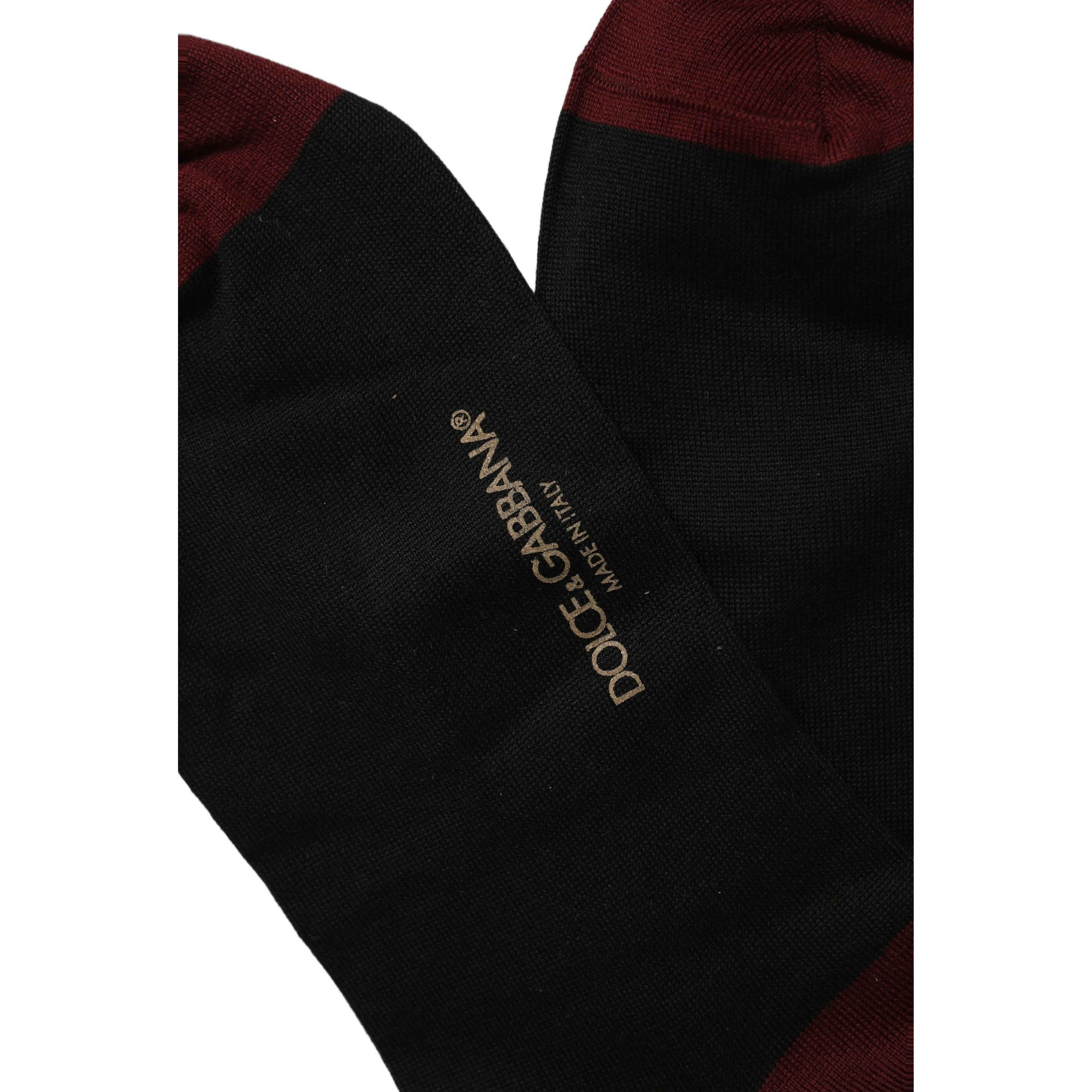 Men Burgundy Black Logo Mid Calf Accessory Socks