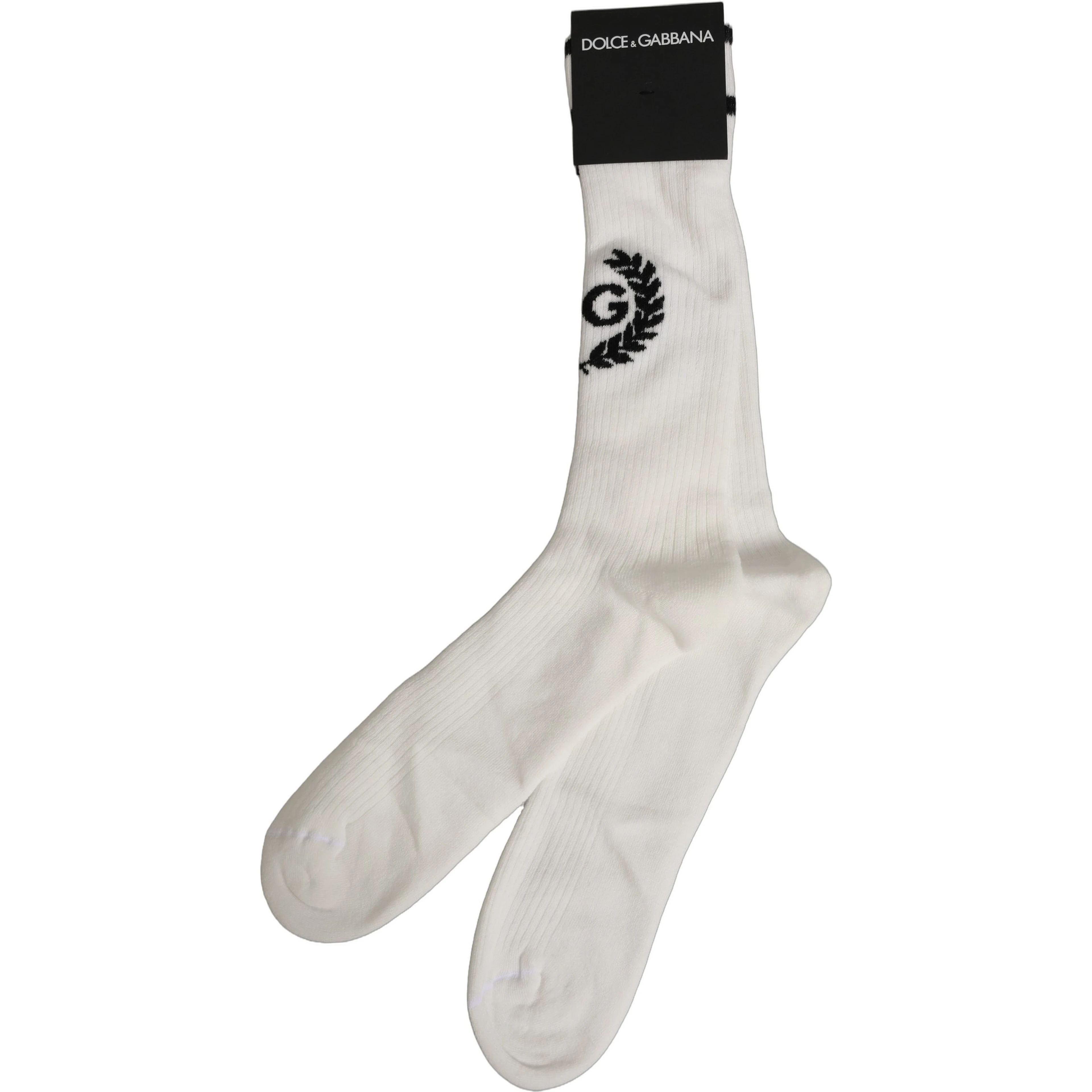 White Cotton DG Logo Mid Calf Accessory Socks