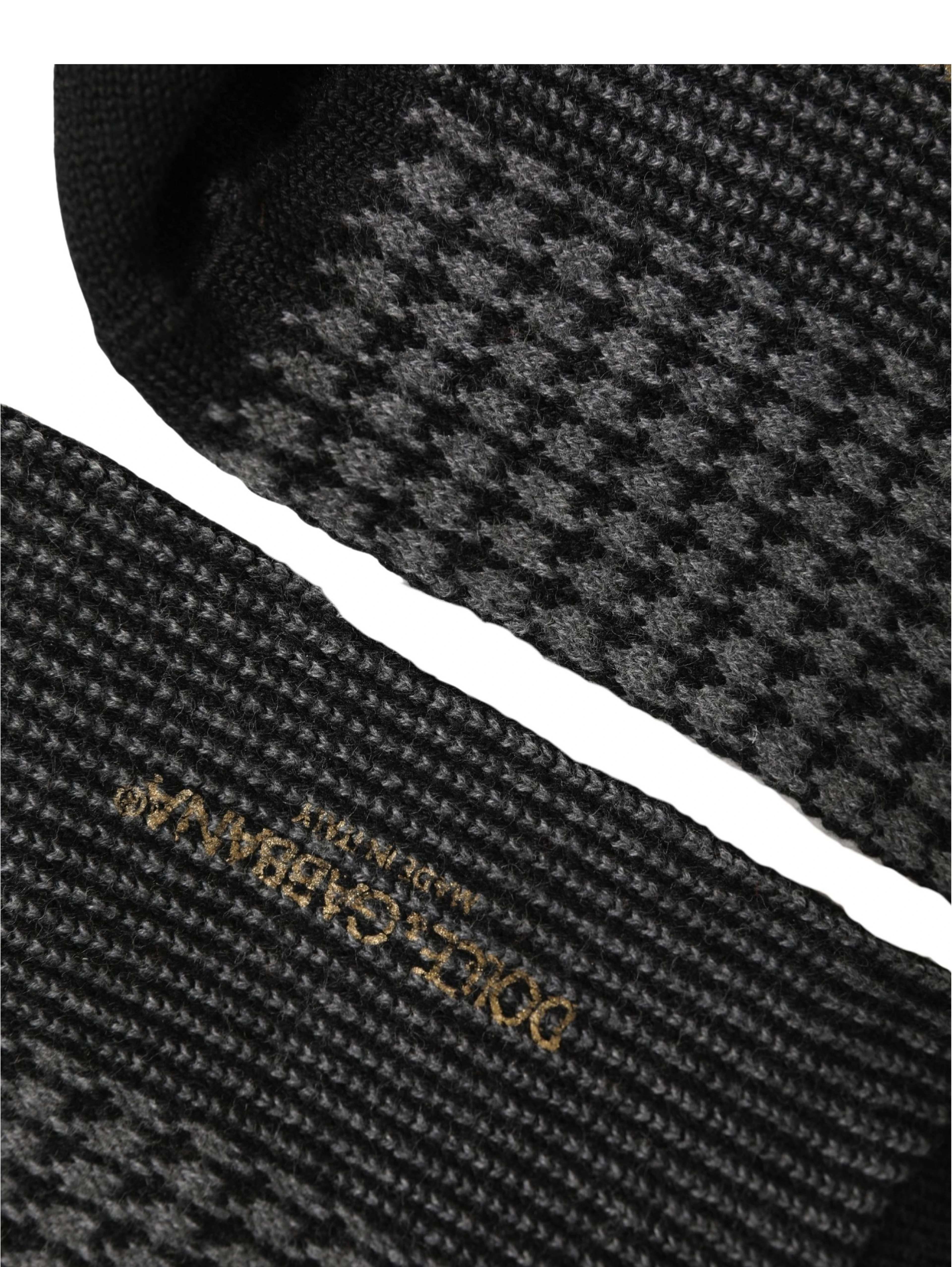 Black Wool Houndstooth Over Calf Accessory Socks