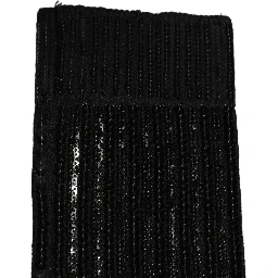 Black Sequin Cotton Knit Mid Calf Accessory Socks