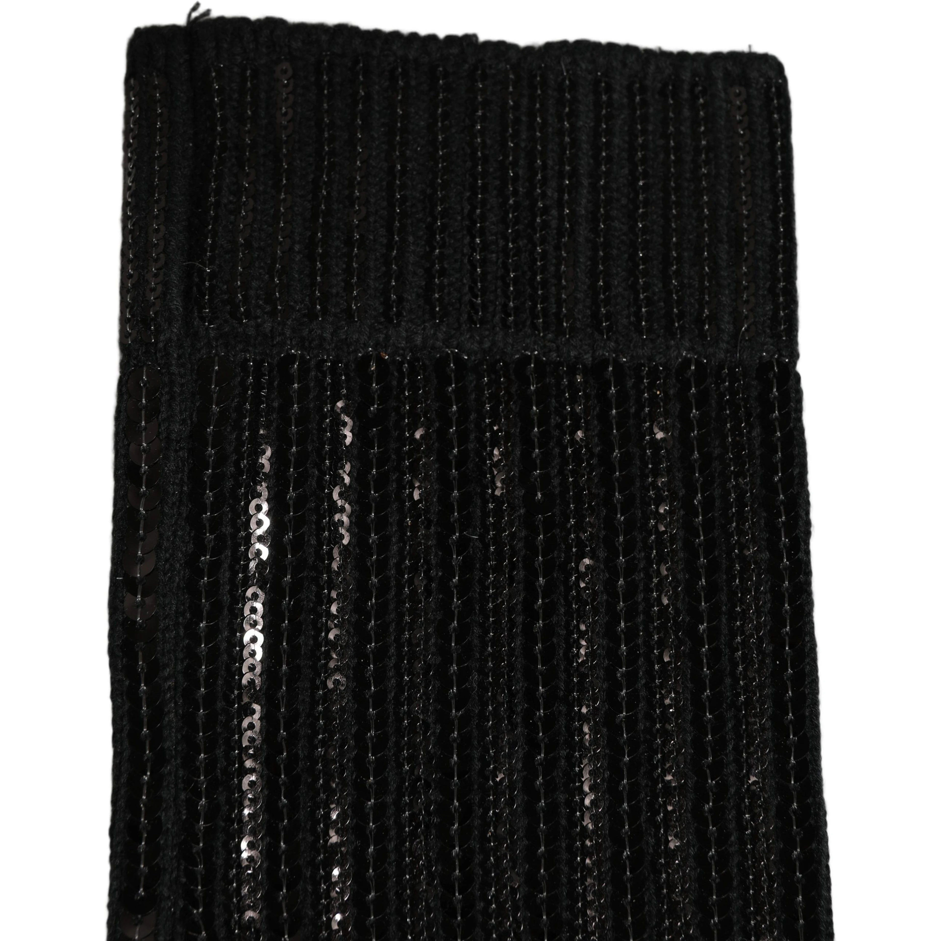 Black Sequin Cotton Knit Mid Calf Accessory Socks