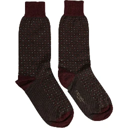 Maroon Dotted Wool Over The Calf Accessory Socks