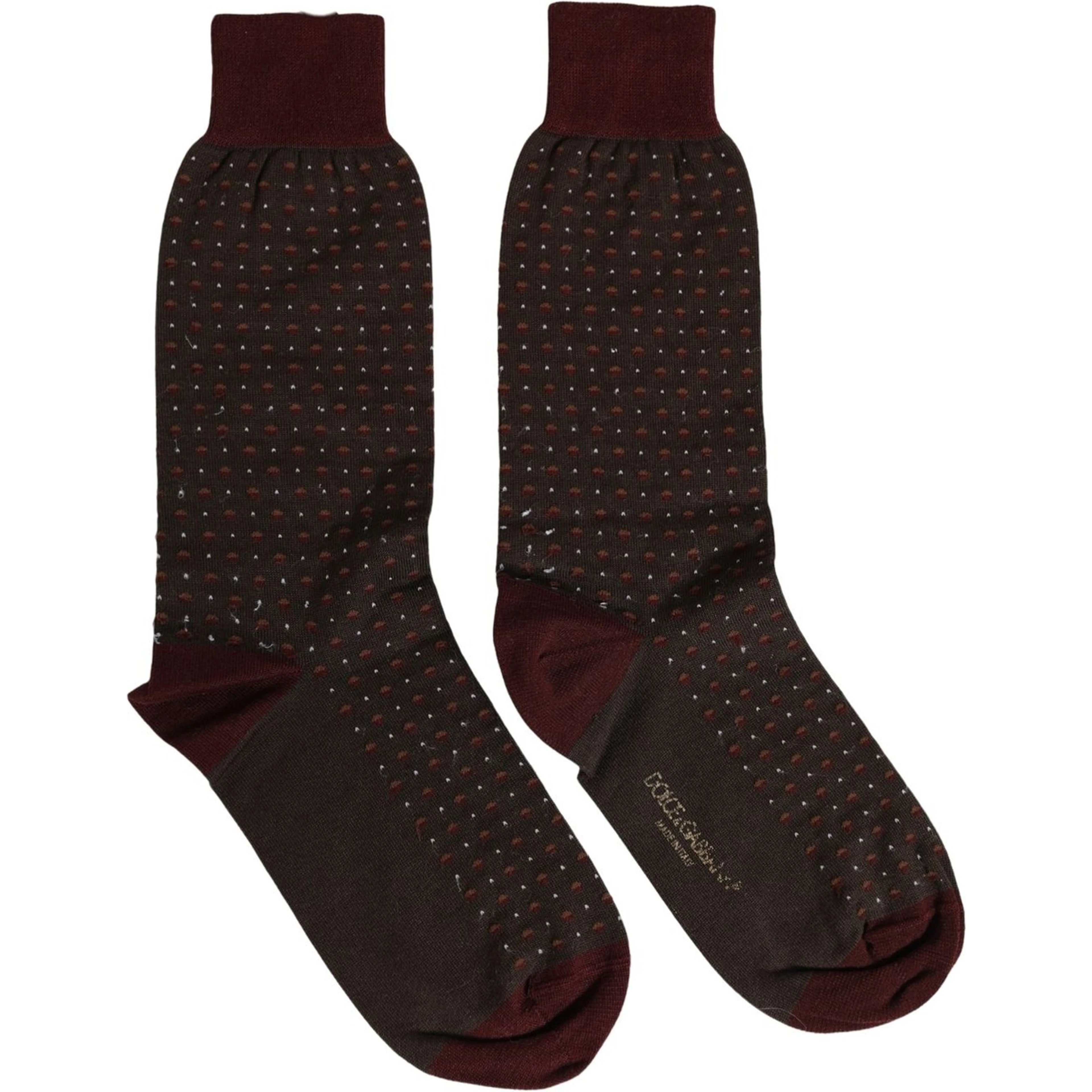 Maroon Dotted Wool Over The Calf Accessory Socks