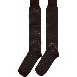 Burgundy Polka Dot Over The Calf Accessory Socks