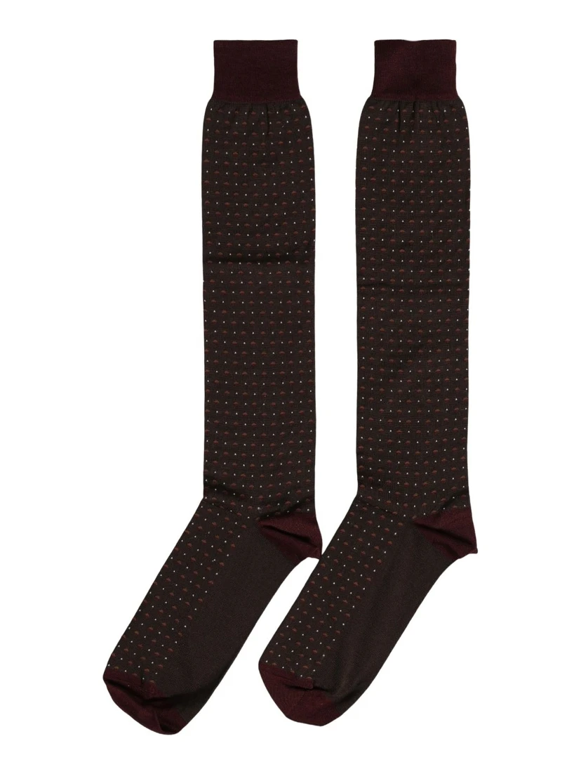 Burgundy Polka Dot Over The Calf Accessory Socks