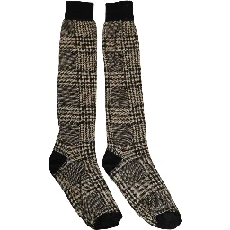 Multicolor Plaid Viscose Knee High Accessory Socks