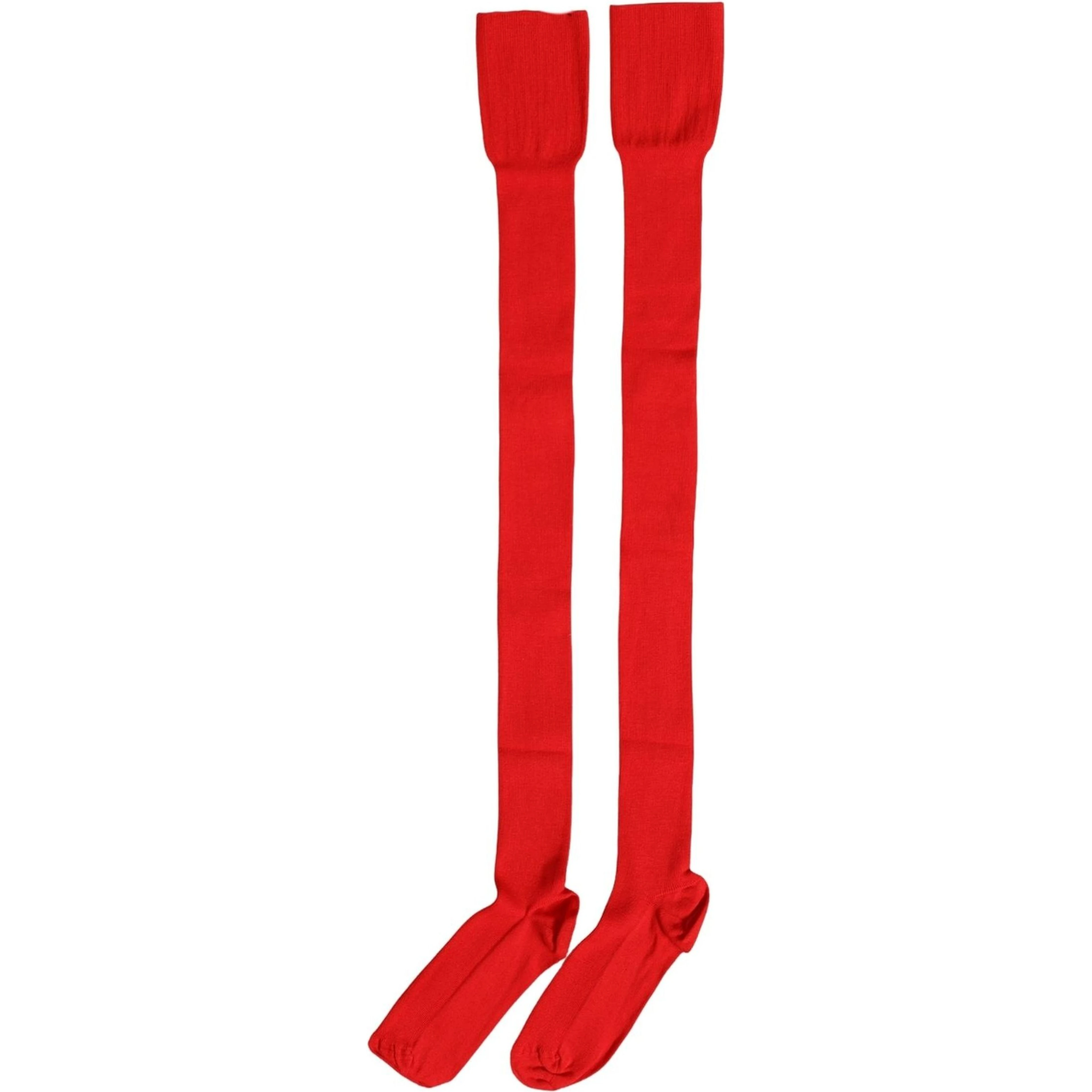 Men Red Logo Thigh High Ribbed Accessory Socks