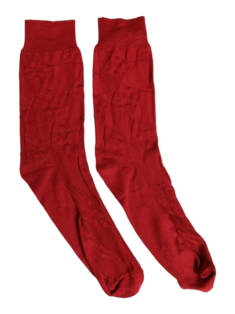Men Red 100% Silk Mid Calf Accessory Socks alternative