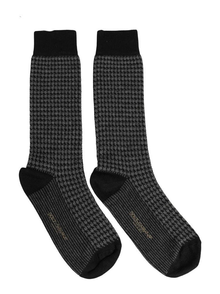 Black Wool Houndstooth Over Calf Accessory Socks alternative