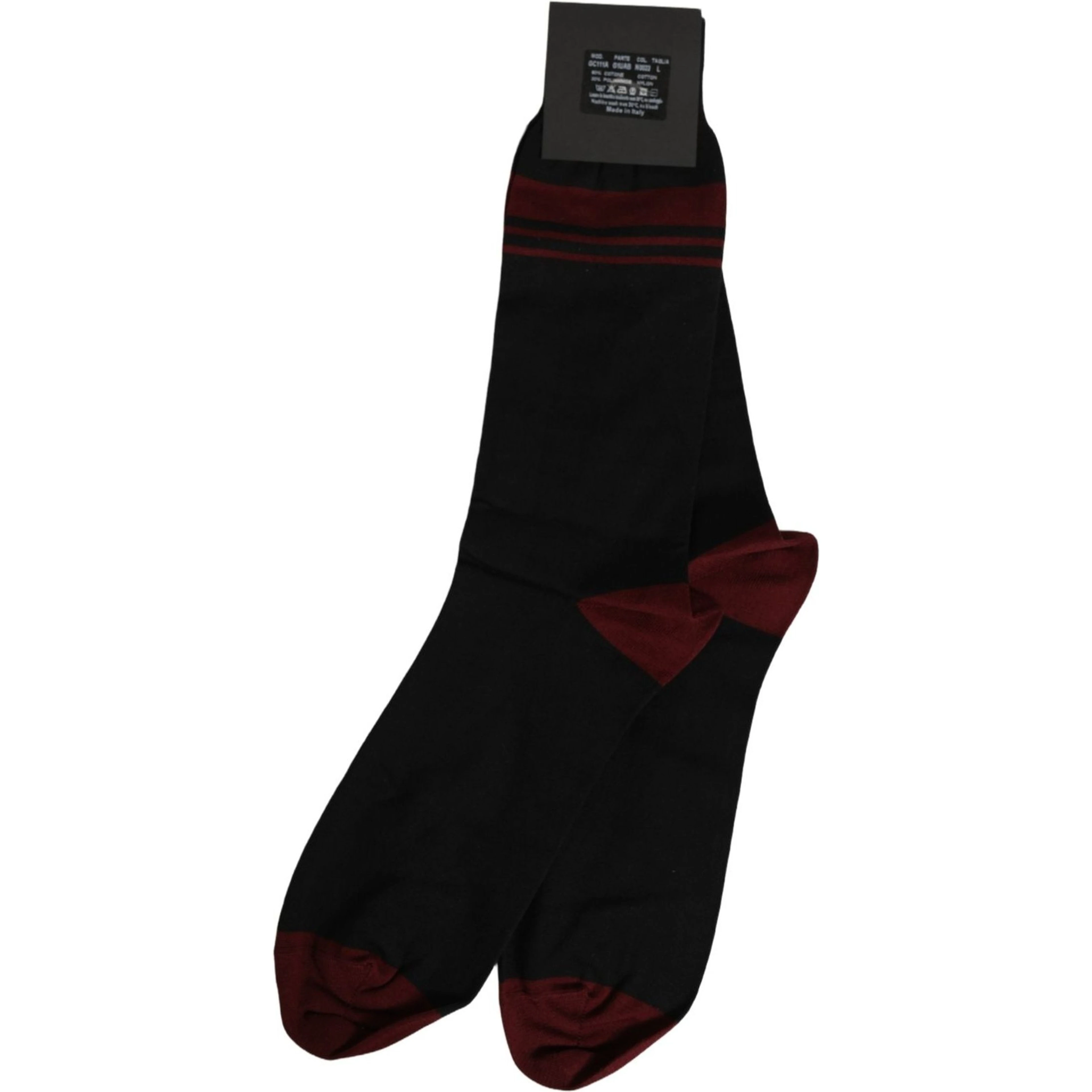 Men Burgundy Black Logo Mid Calf Accessory Socks