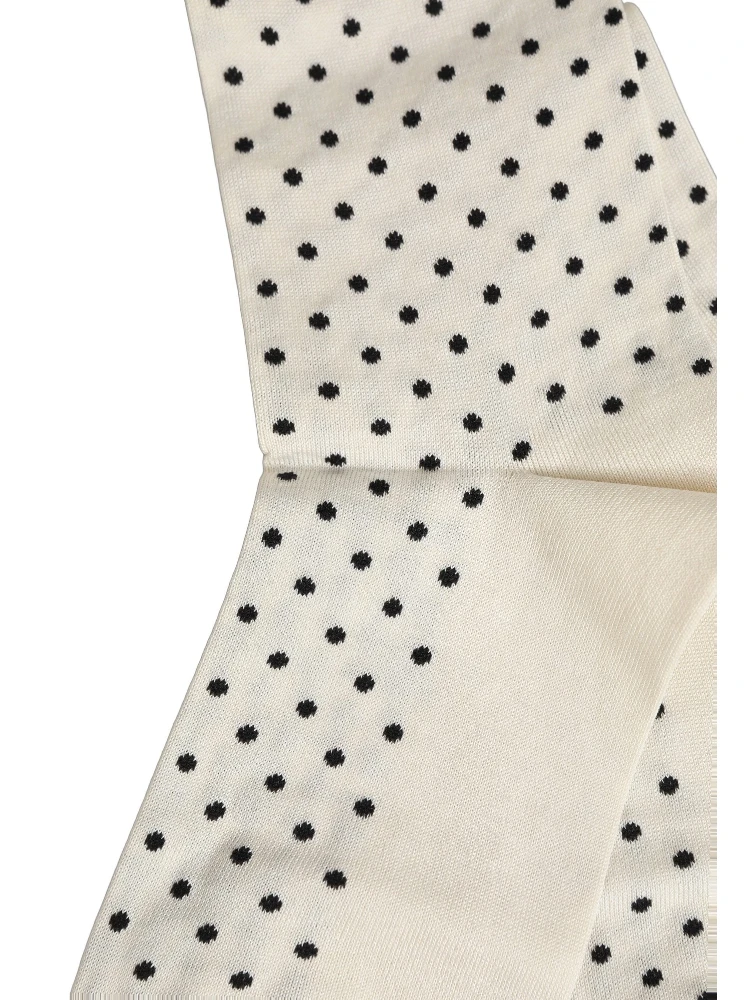 Off White Cotton Polka Dot Mid Calf Accessory Socks