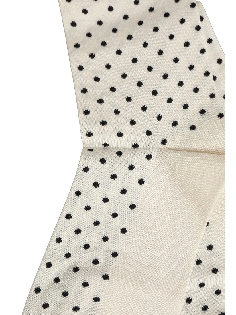 Off White Cotton Polka Dot Mid Calf Accessory Socks