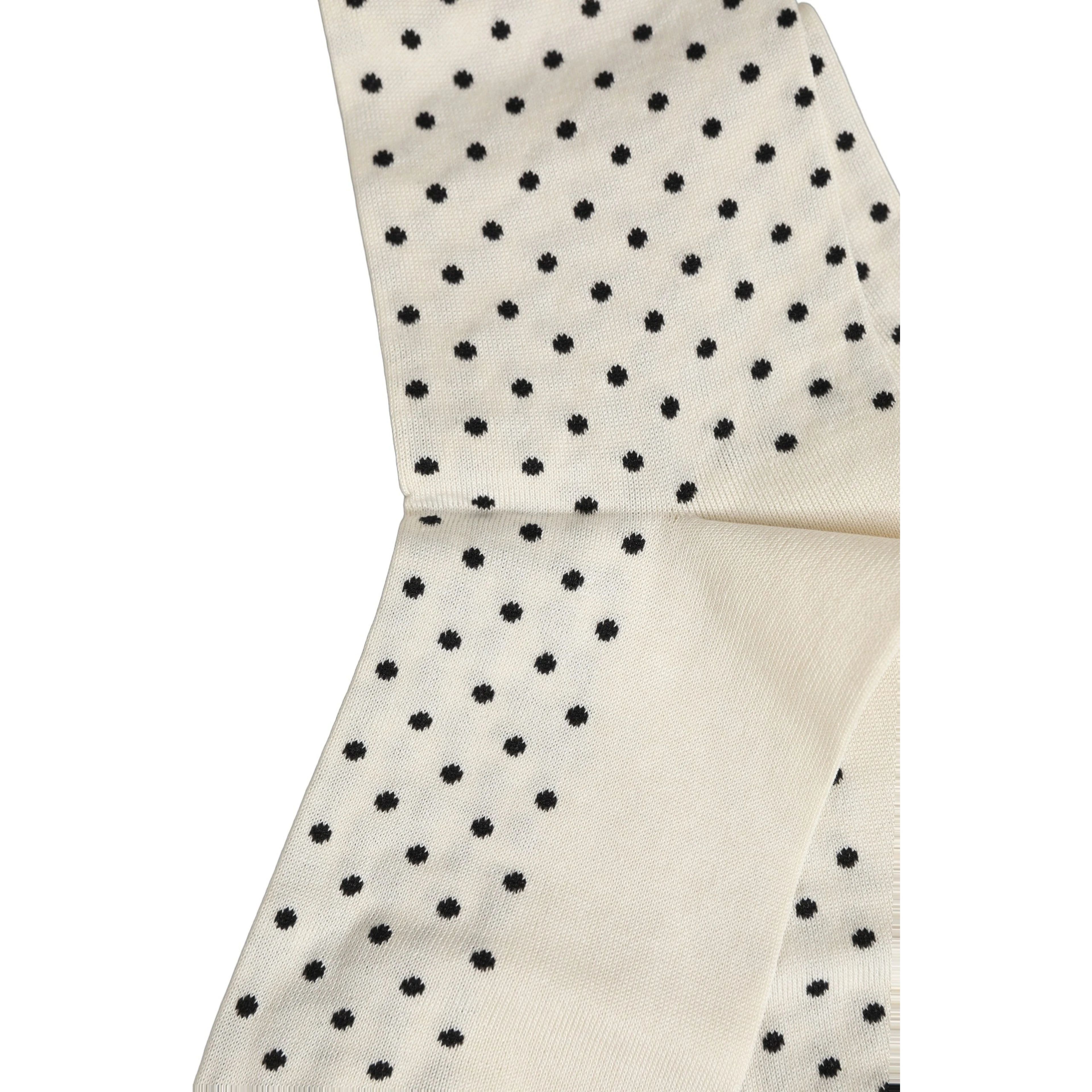 Off White Cotton Polka Dot Mid Calf Accessory Socks