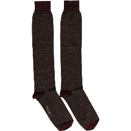 Burgundy Polka Dot Over The Calf Accessory Socks