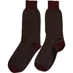 Maroon Dotted Wool Over The Calf Accessory Socks