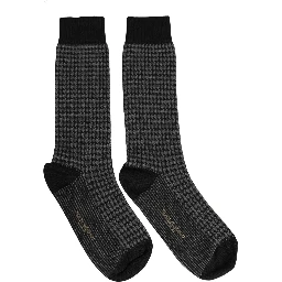 Black Wool Houndstooth Over Calf Accessory Socks