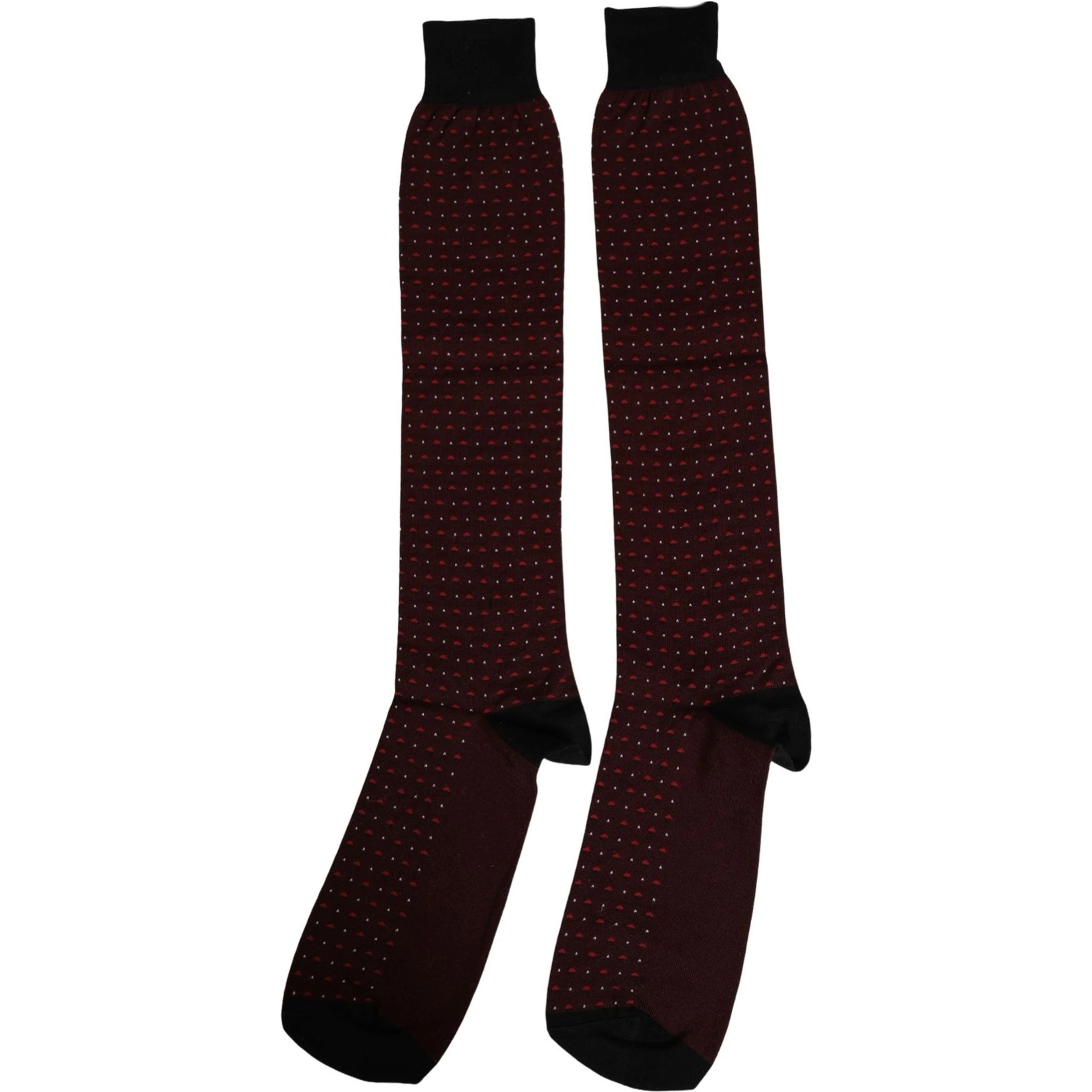 Burgundy Polka Dot Over The Calf Accessory Socks