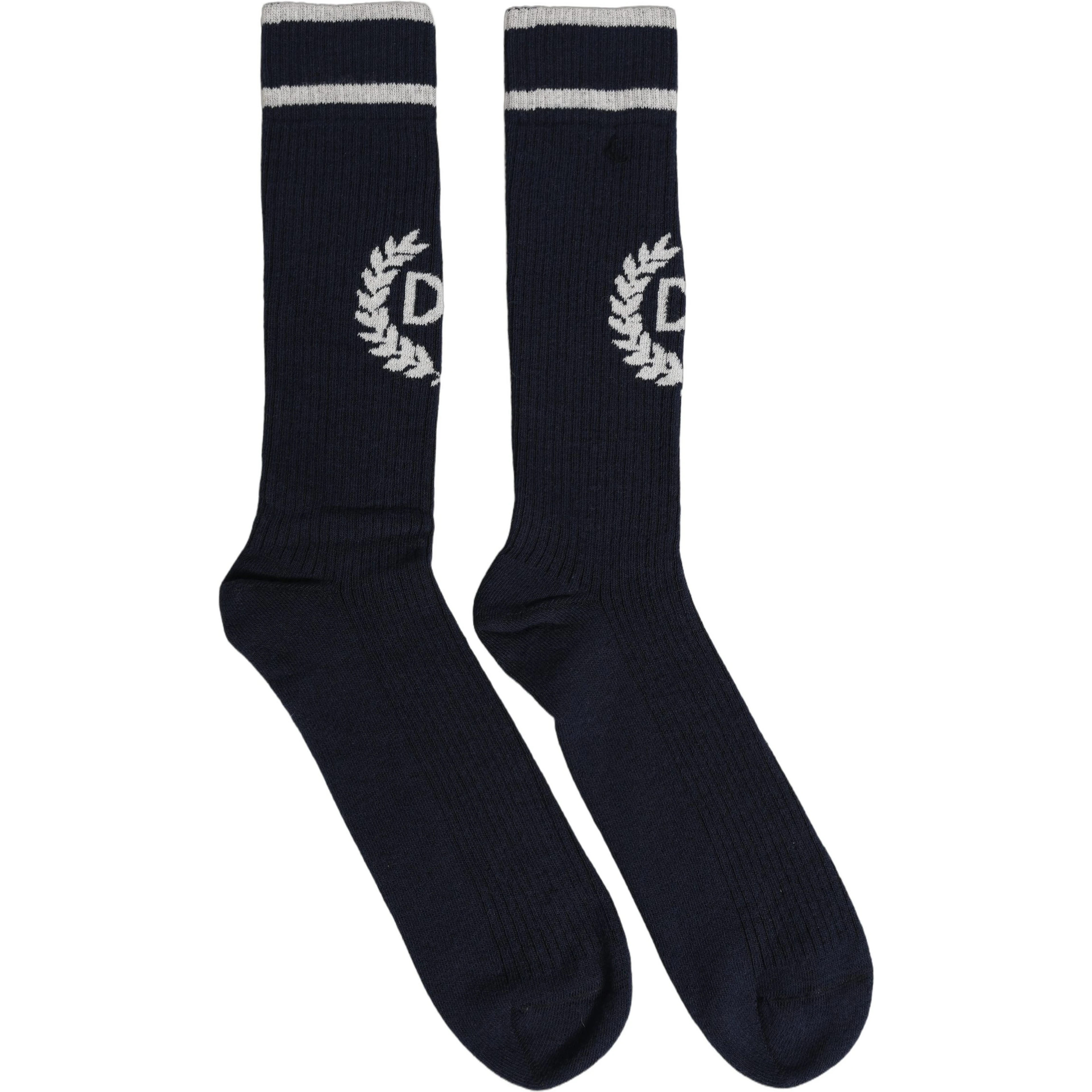 Men Navy Blue DG Logo Mid Calf Accessory Socks
