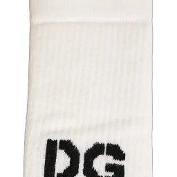 Men White Cotton Over The Calf Accessory Socks