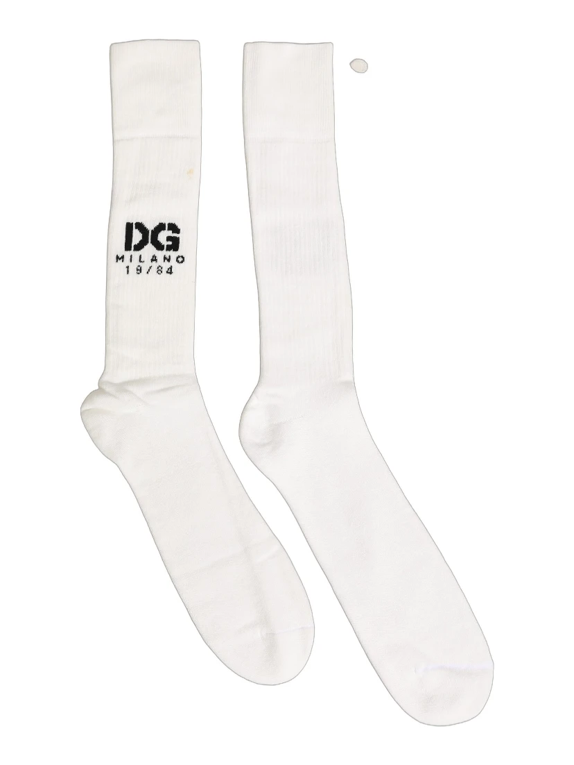 Men White Cotton Over The Calf Accessory Socks