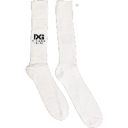 Men White Cotton Over The Calf Accessory Socks