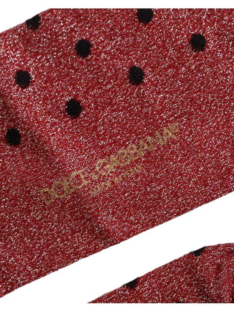 Maroon Polka Dot Over The Calf Accessory Socks