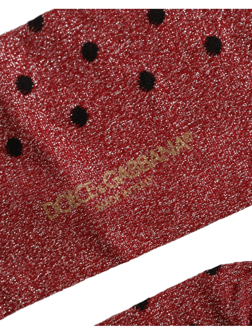Maroon Polka Dot Over The Calf Accessory Socks