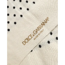 Off White Cotton Polka Dot Mid Calf Accessory Socks