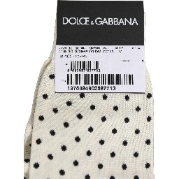 Off White Cotton Polka Dot Mid Calf Accessory Socks
