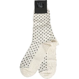 Off White Cotton Polka Dot Mid Calf Accessory Socks