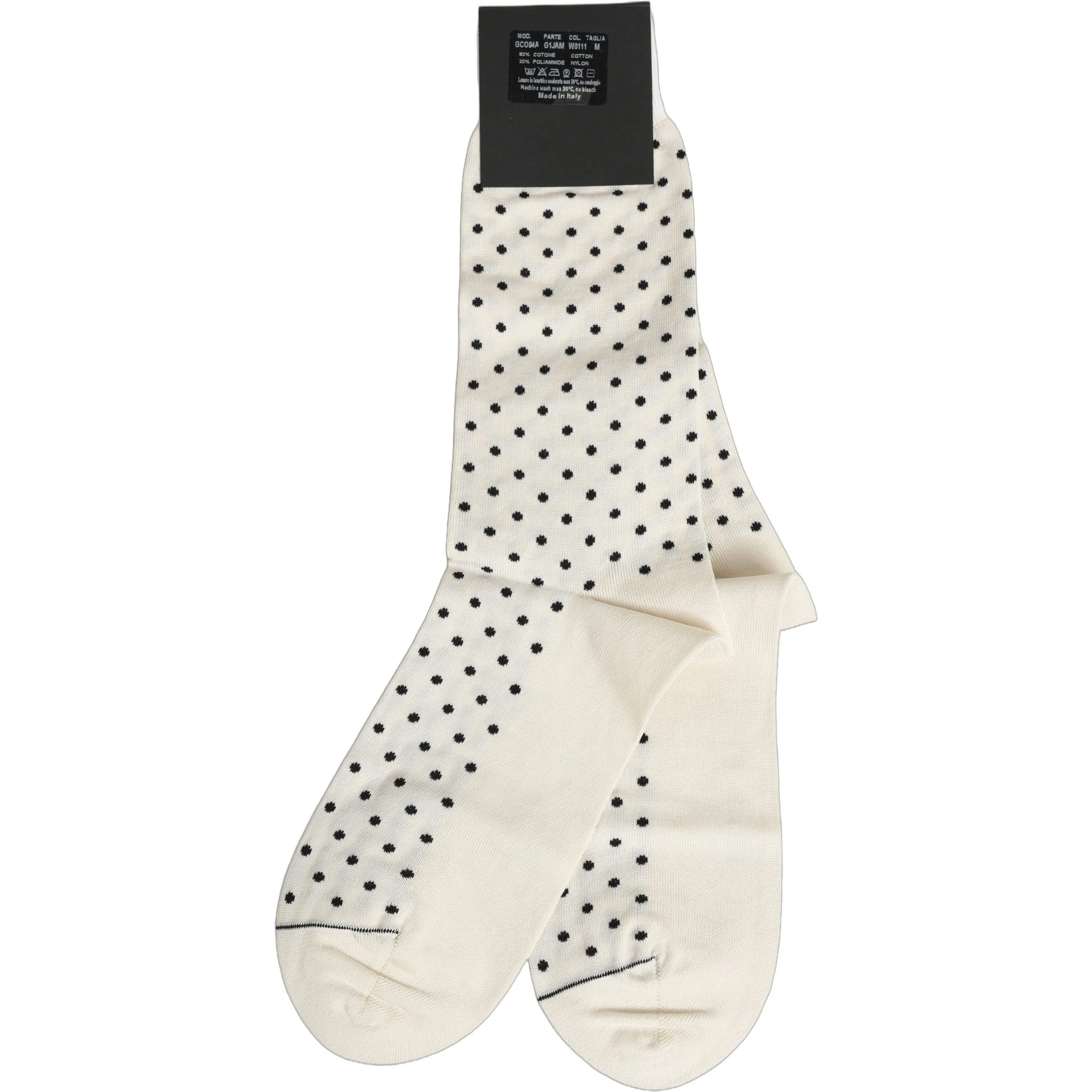 Off White Cotton Polka Dot Mid Calf Accessory Socks