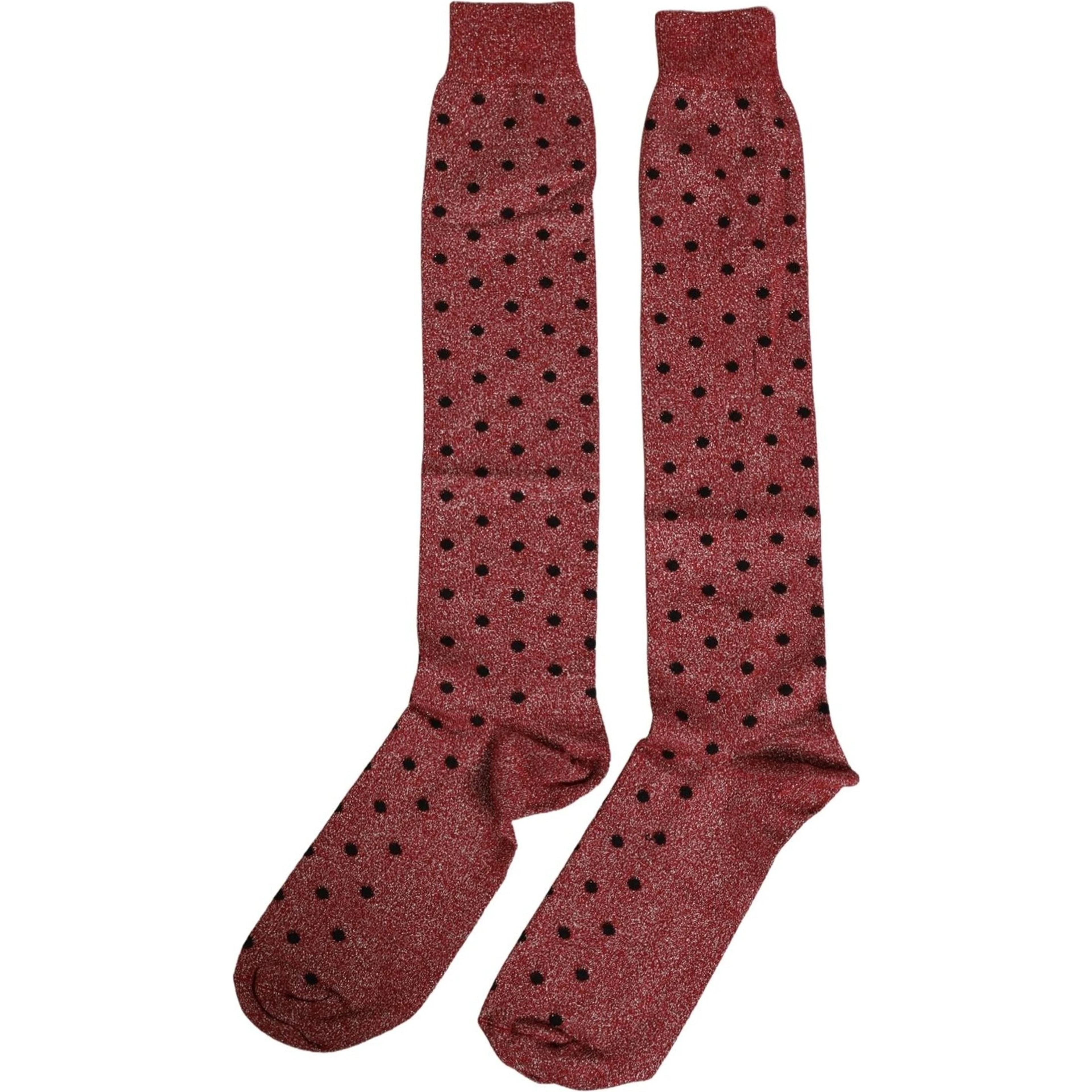 Maroon Polka Dot Over The Calf Accessory Socks