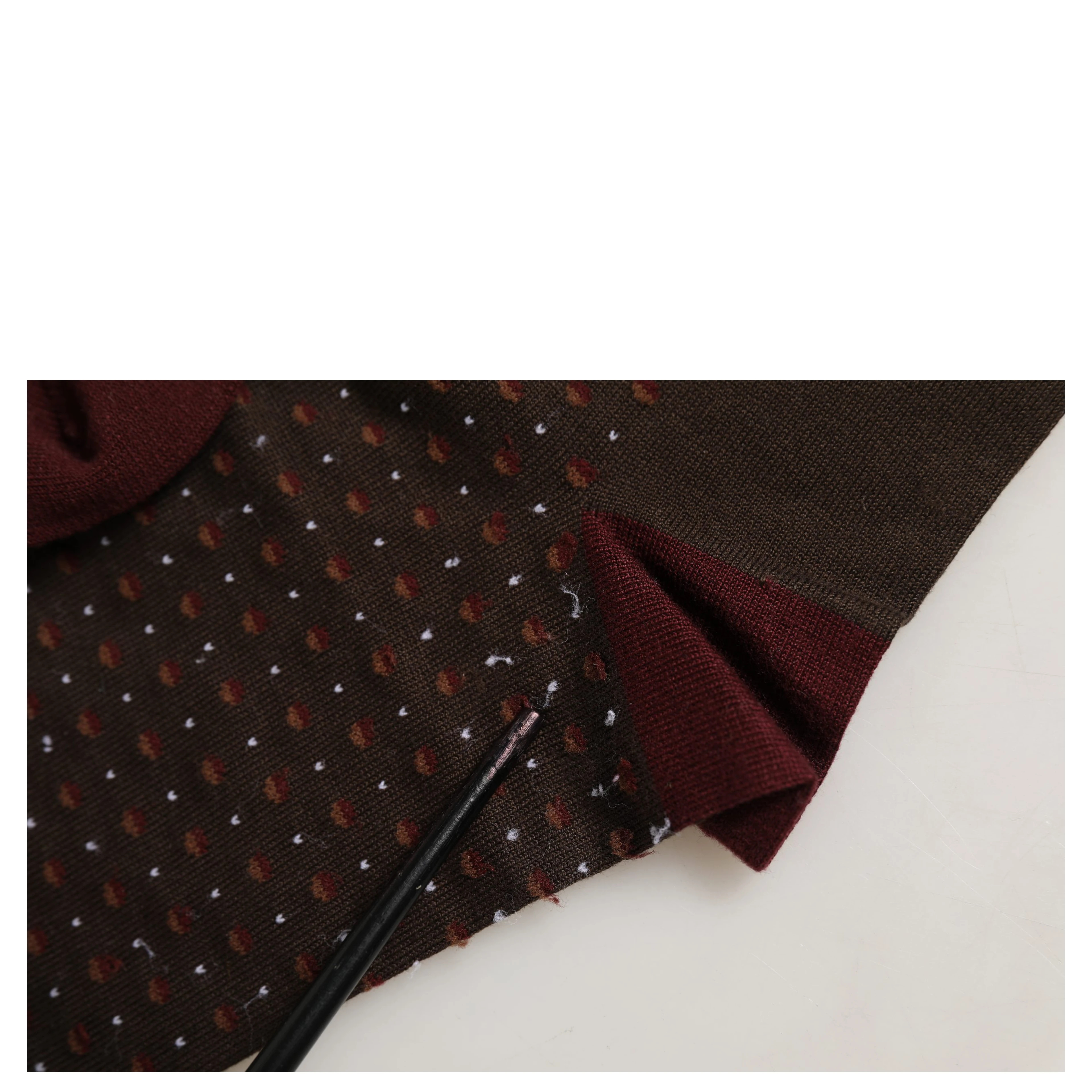 Maroon Dotted Wool Over The Calf Accessory Socks