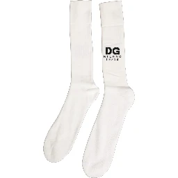 Men White Cotton Over The Calf Accessory Socks