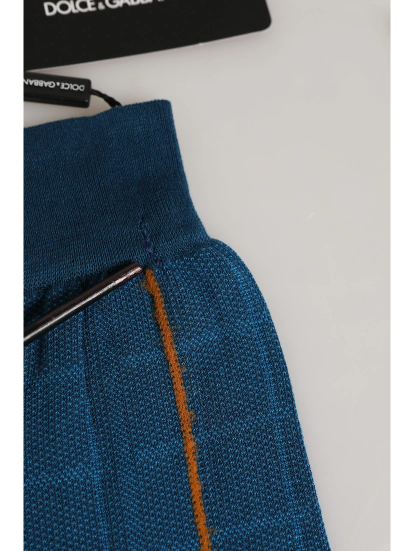 Men Blue Cotton Stretch Mid Calf Accessory Socks