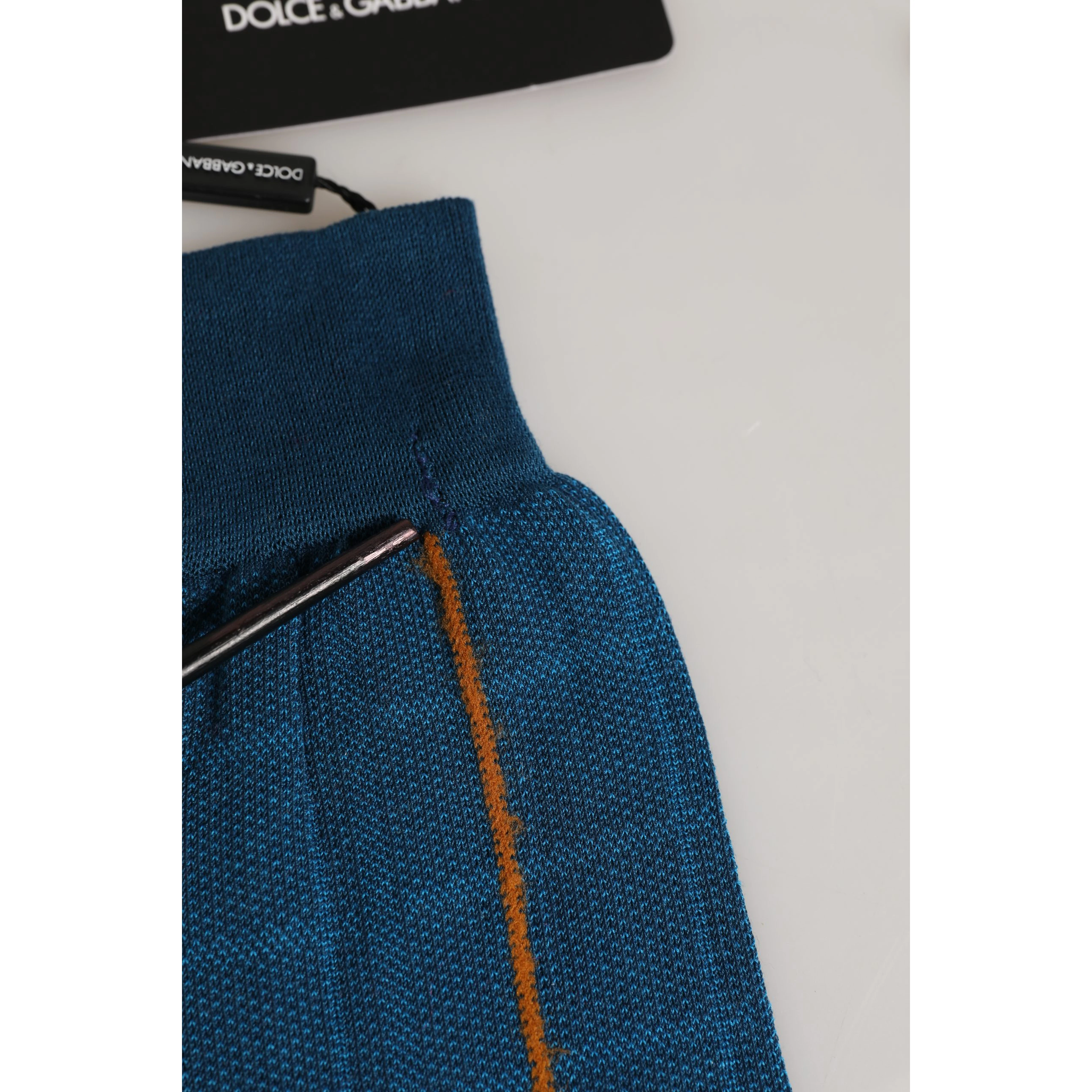Men Blue Cotton Stretch Mid Calf Accessory Socks