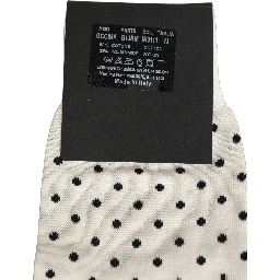 Off White Cotton Polka Dot Mid Calf Accessory Socks