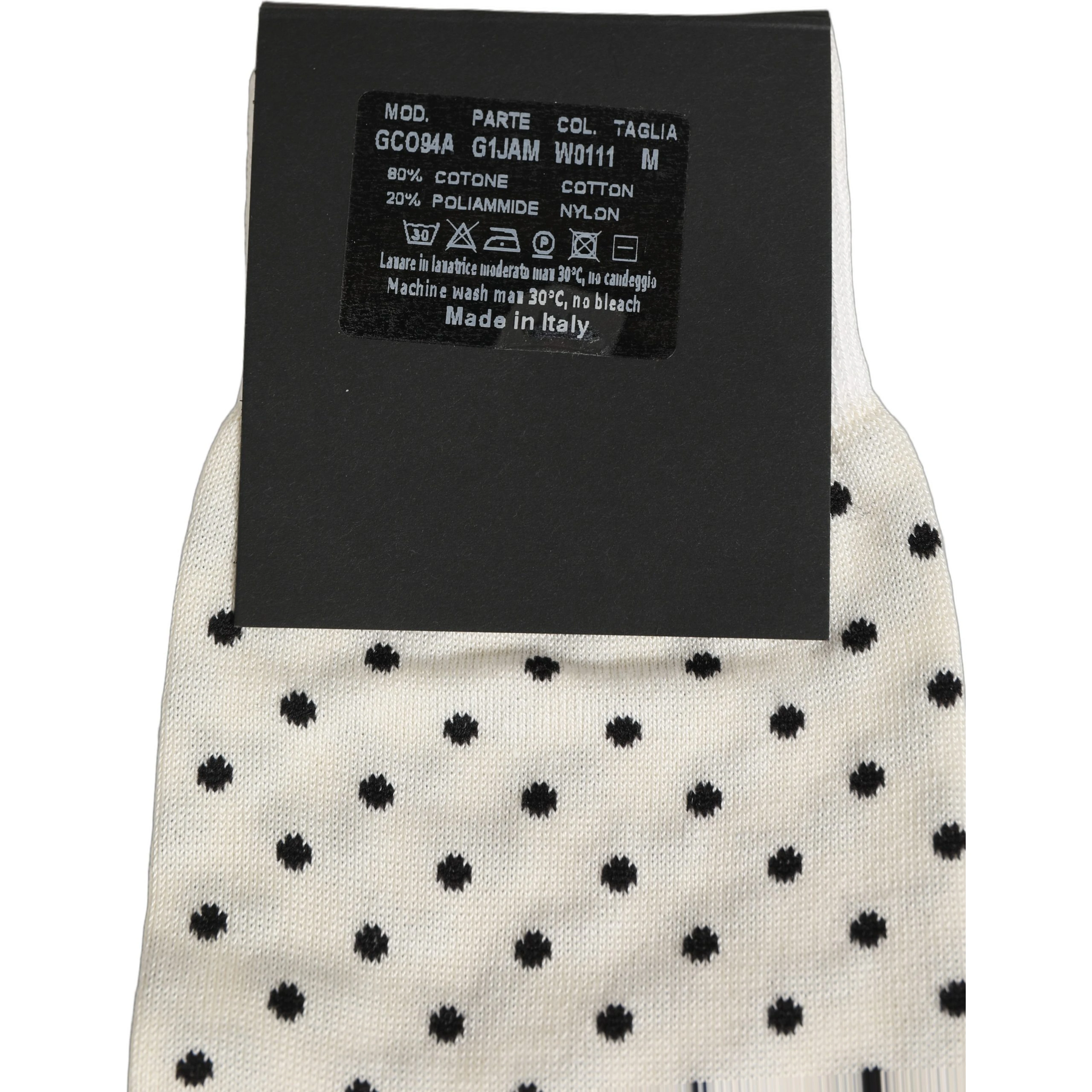 Off White Cotton Polka Dot Mid Calf Accessory Socks