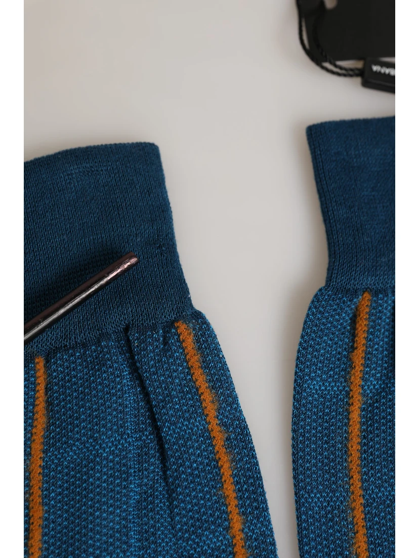 Men Blue Cotton Stretch Mid Calf Accessory Socks