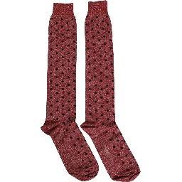 Maroon Polka Dot Over The Calf Accessory Socks