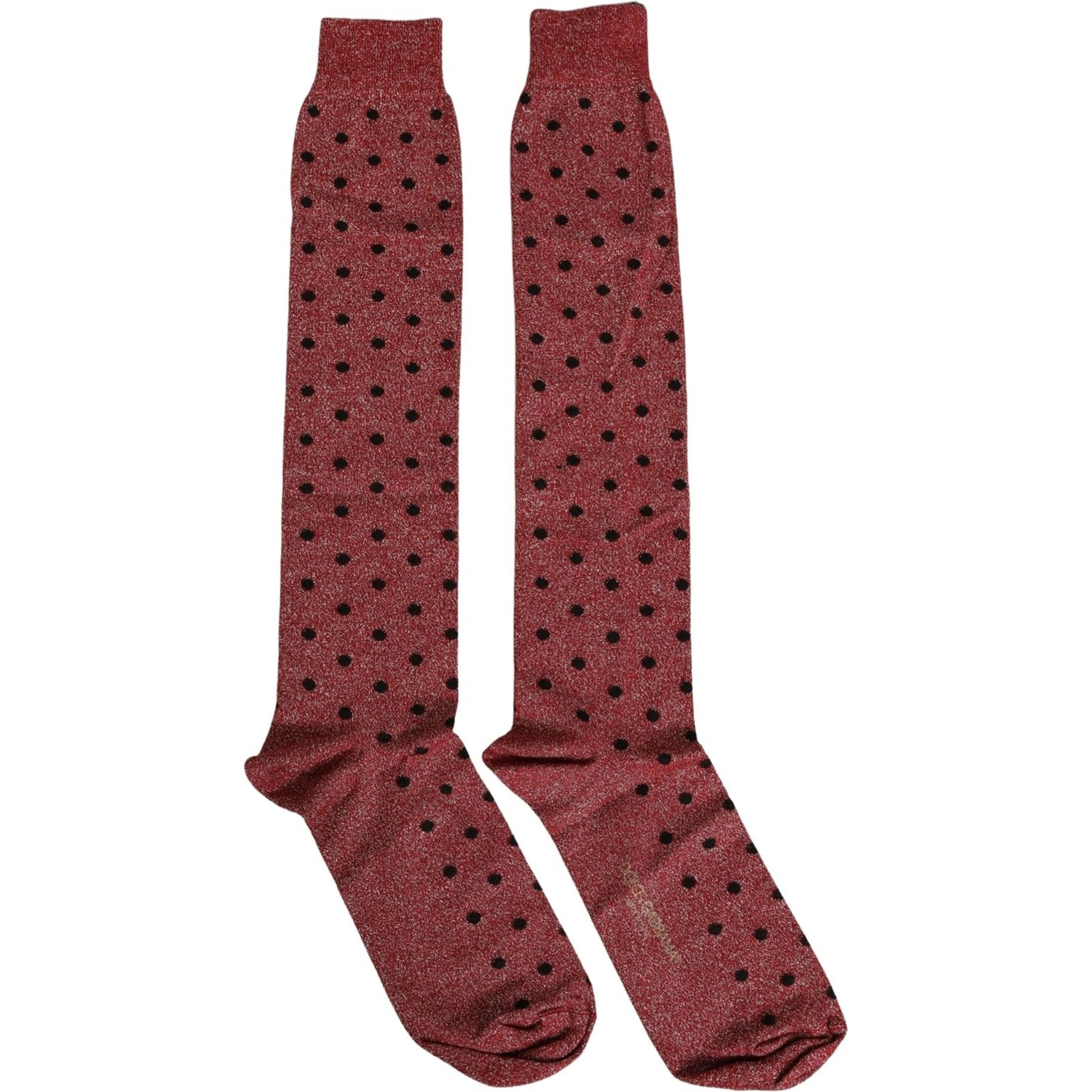 Maroon Polka Dot Over The Calf Accessory Socks