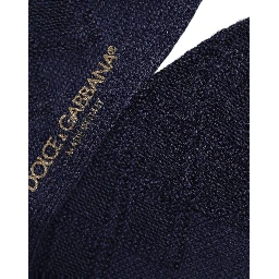 Navy Blue Wool Crest Logo Knee High Accessory Socks