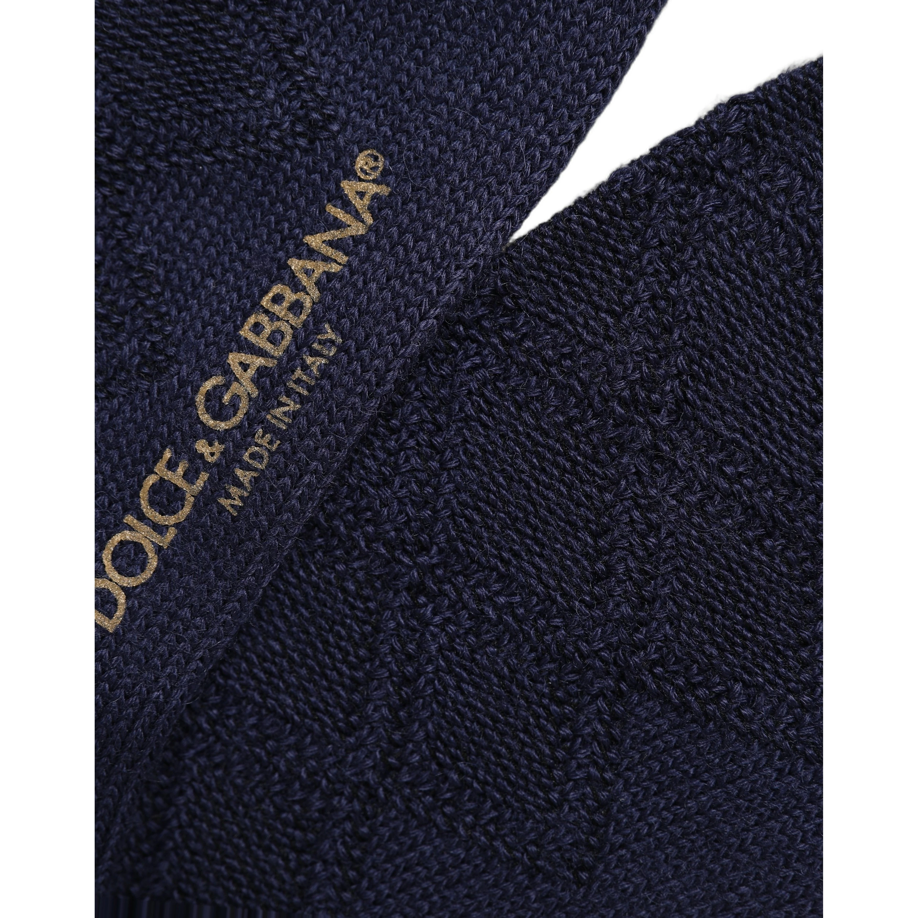 Navy Blue Wool Crest Logo Knee High Accessory Socks