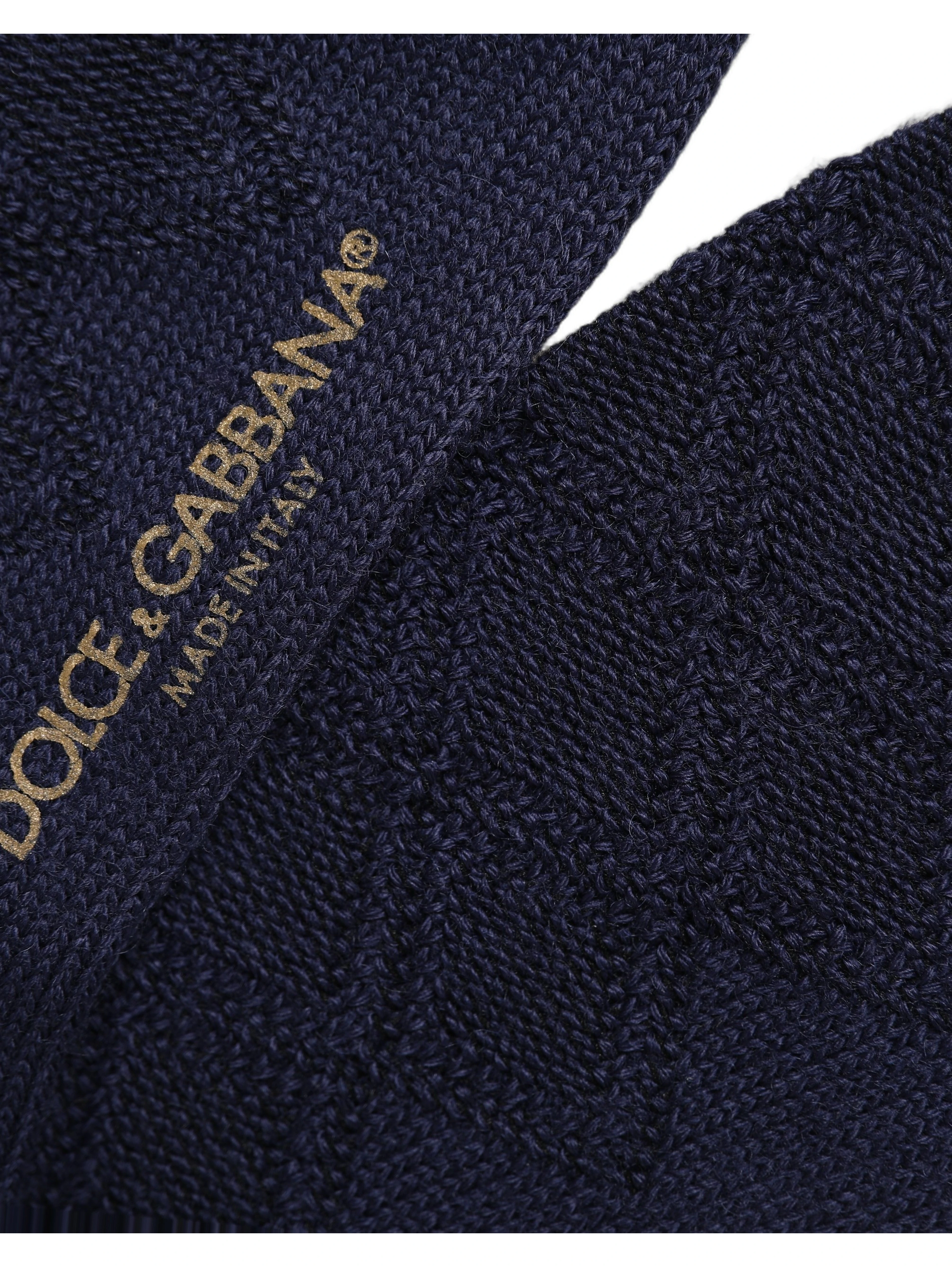 Navy Blue Wool Crest Logo Knee High Accessory Socks
