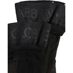 Black Nylon Logo Calf Long Women Accessory Socks