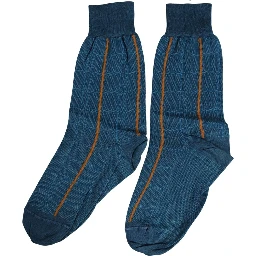 Men Blue Cotton Stretch Mid Calf Accessory Socks