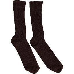 Dark Brown Cotton Distressed Mid Calf Accessory Socks
