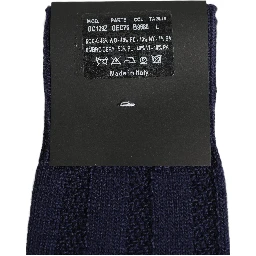 Navy Blue Wool Crest Logo Knee High Accessory Socks