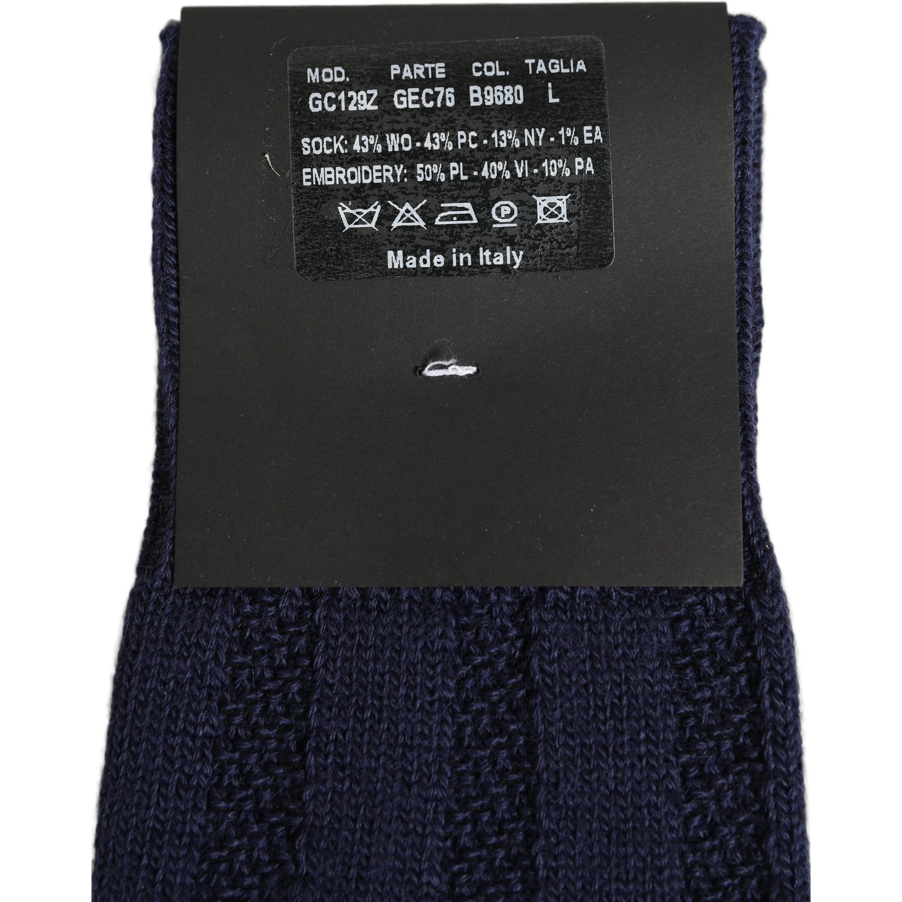 Navy Blue Wool Crest Logo Knee High Accessory Socks